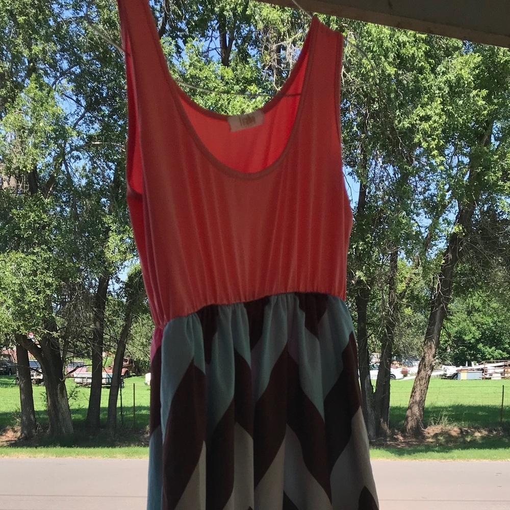 Peach Chevron Multi Colored Sun Dress